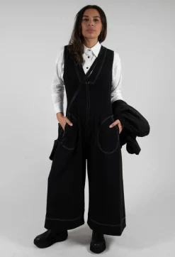 Wide Leg Denim Style Jumpsuit in Black