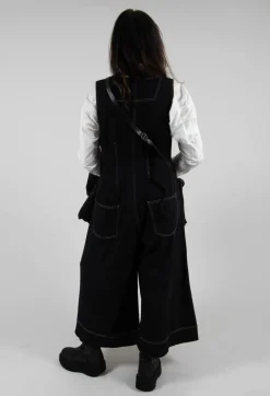 Wide Leg Denim Style Jumpsuit in Black