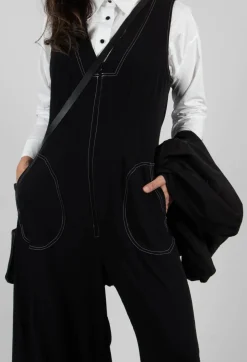 Wide Leg Denim Style Jumpsuit in Black