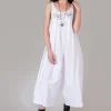 Wide Leg Drop Crotch Jumpsuit in White