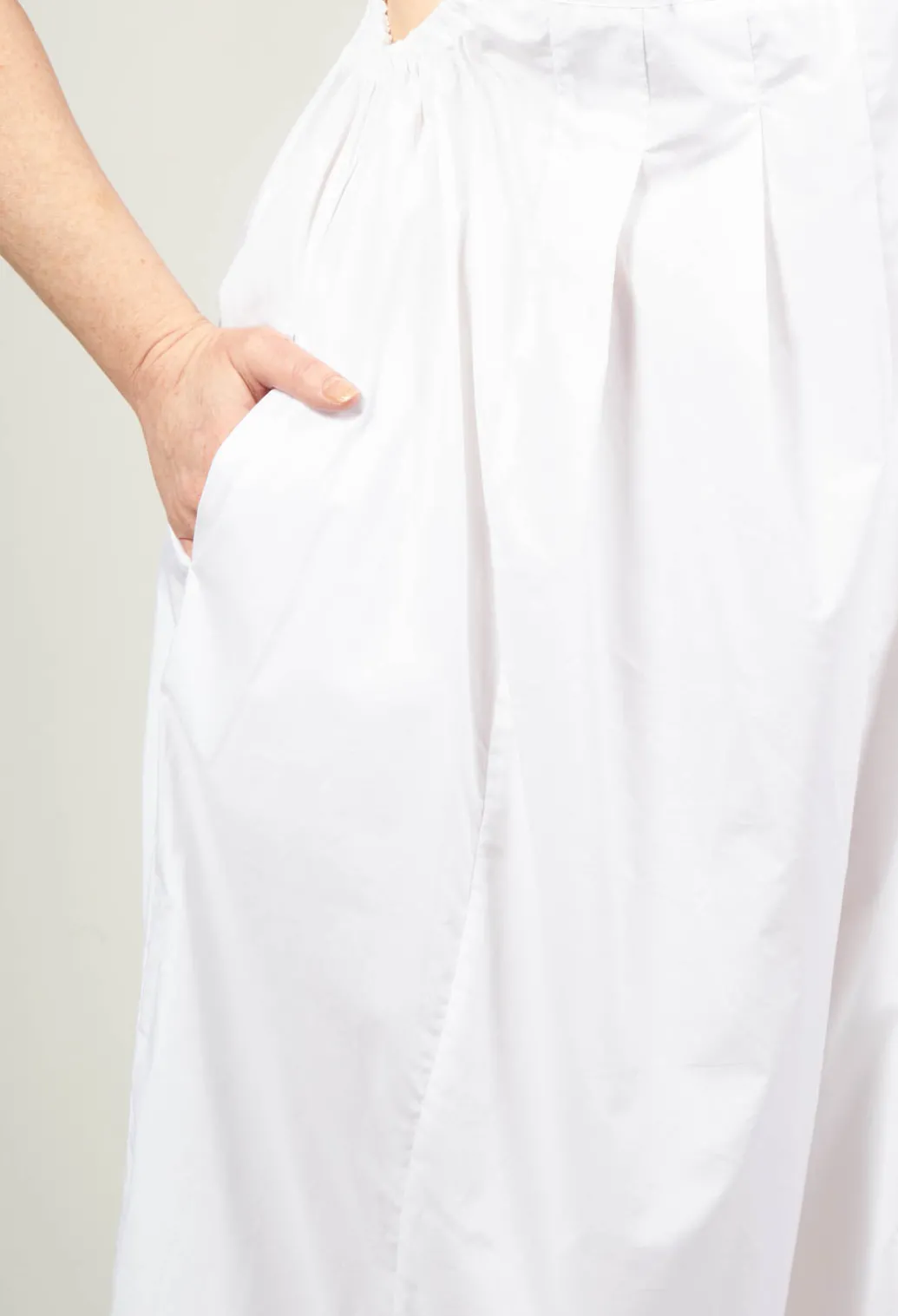 Wide Leg Drop Crotch Jumpsuit in White