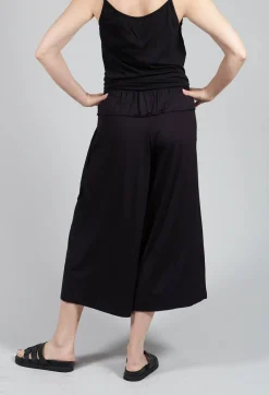 Wide Leg Jersey Trousers in Black