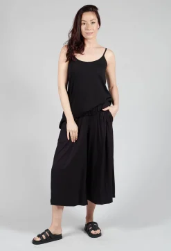Wide Leg Jersey Trousers in Black