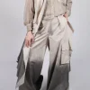 Wide Leg Ombre Trousers in Cotone Degrade Sand