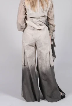 Wide Leg Ombre Trousers in Cotone Degrade Sand