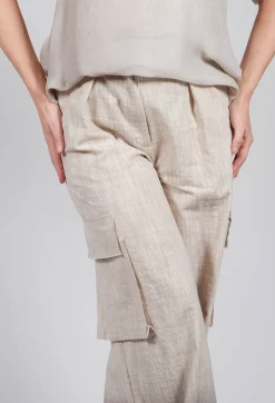 Wide Leg Ombre Trousers in Cotone Degrade Sand