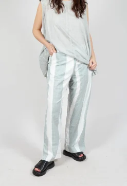 Wide Leg Pull On Trousers in Grey Print