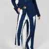 Wide Leg Pull On Trousers in Navy Print