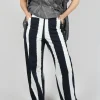 Wide Leg Pull On Trousers in Black Print