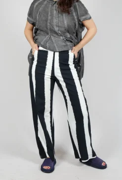 Wide Leg Pull On Trousers in Black Print