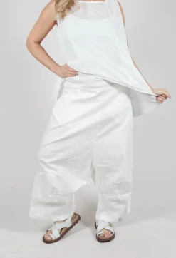 Wide Leg Pull On Trousers in Starwhite