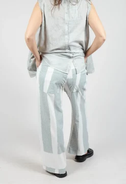 Wide Leg Pull On Trousers in Grey Print