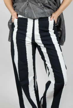 Wide Leg Pull On Trousers in Black Print