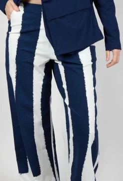 Wide Leg Pull On Trousers in Navy Print