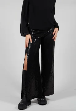 Wide Leg Sequin Pants Aubi in Black