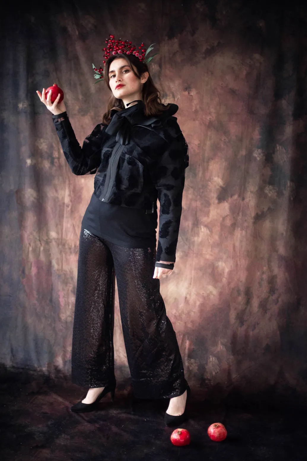Wide Leg Sequin Pants Aubi in Black