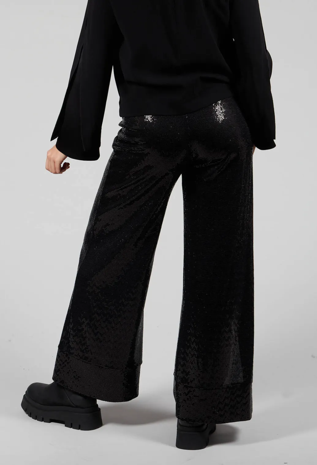 Wide Leg Sequin Pants Aubi in Black