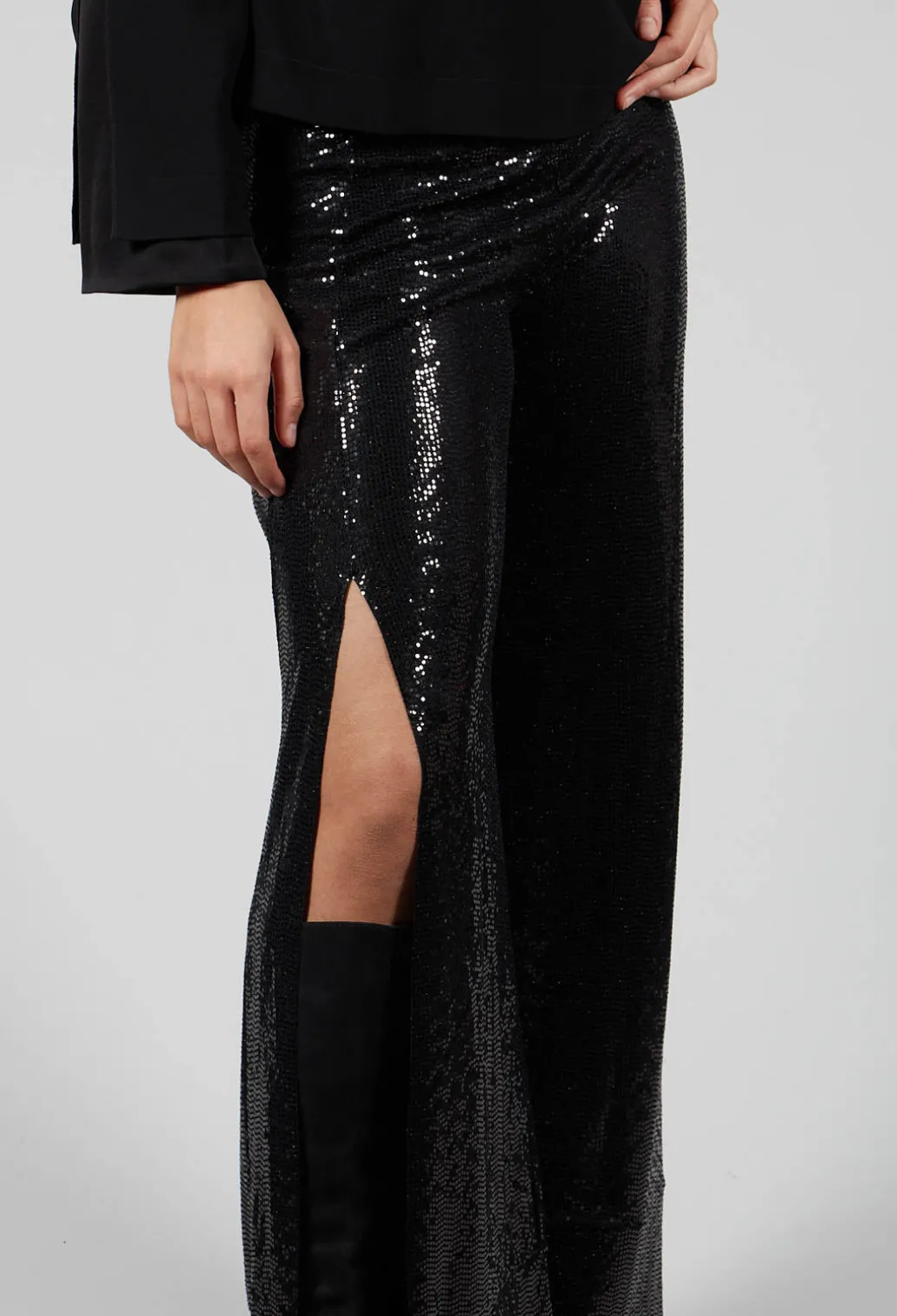 Wide Leg Sequin Pants Aubi in Black