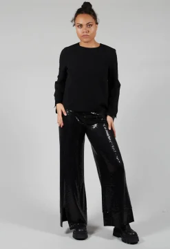 Wide Leg Sequin Pants Aubi in Black