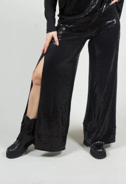 Wide Leg Sequin Pants Aubi in Black