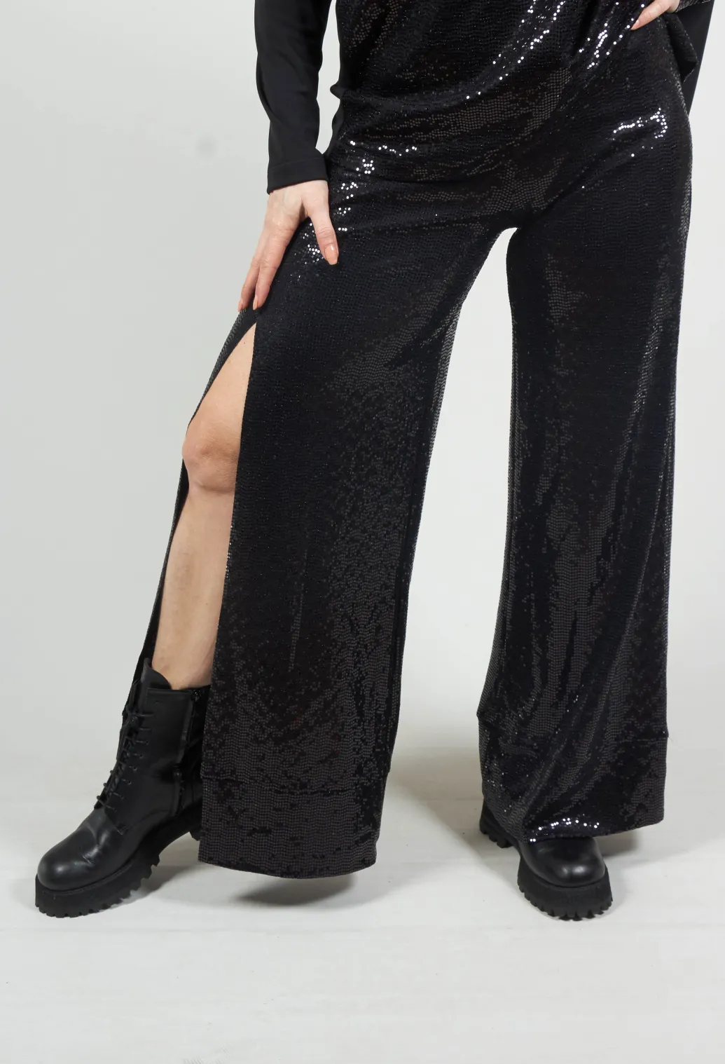 Wide Leg Sequin Pants Aubi in Black
