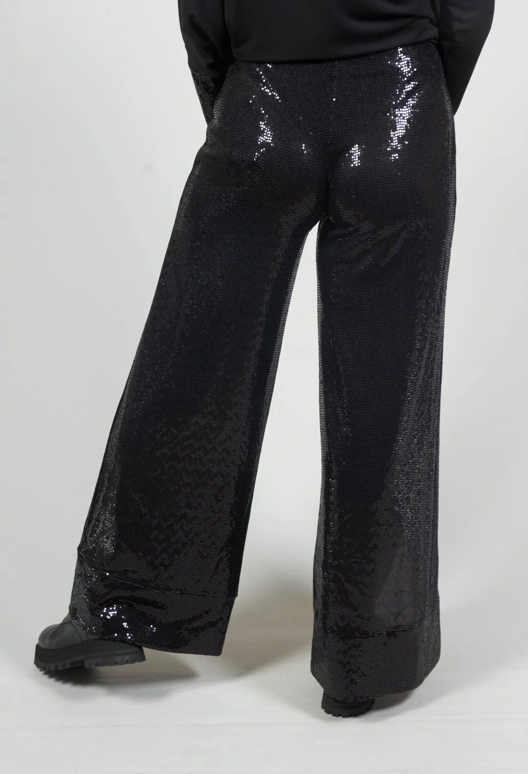Wide Leg Sequin Pants Aubi in Black