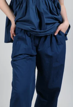 Wide Leg Straight Trousers in Marine Blue