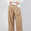 Wide Leg Tailored Trousers in Camel and Off White