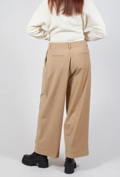 Wide Leg Tailored Trousers in Camel and Off White