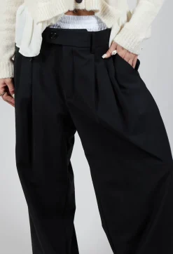 Wide Leg Tailored Trousers in Nero and Off White