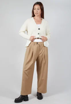 Wide Leg Tailored Trousers in Camel and Off White