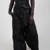 Wide Leg Textured Trousers in Black