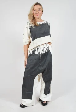 Wide Leg Trousers in Black Paint