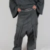 Wide Leg Trousers with Statement Pockets in Coal Cloud