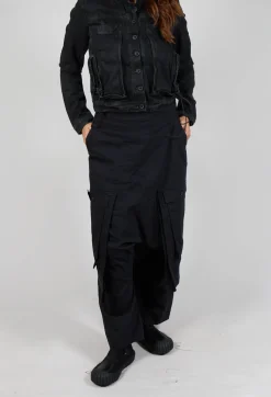 Wide Leg Trousers with Statement Pockets in Black