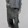 Wide Leg Trousers with Statement Pockets in Pencil Cloud