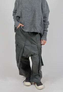 Wide Leg Trousers with Statement Pockets in Pencil Cloud