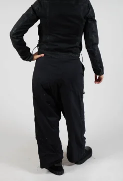 Wide Leg Trousers with Statement Pockets in Black