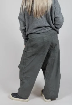 Wide Leg Trousers with Statement Pockets in Pencil Cloud