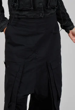 Wide Leg Trousers with Statement Pockets in Black