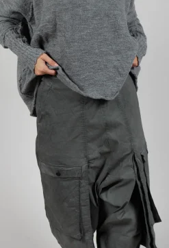 Wide Leg Trousers with Statement Pockets in Pencil Cloud