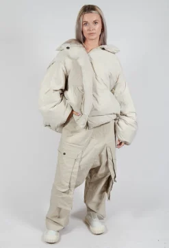 Wide Leg Trousers with Statement Pockets in Eraser