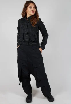 Wide Leg Trousers with Statement Pockets in Black