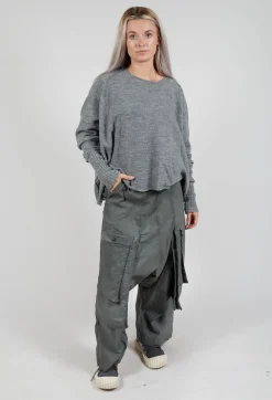 Wide Leg Trousers with Statement Pockets in Pencil Cloud