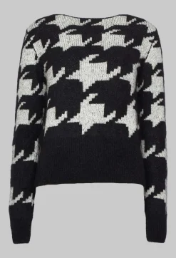 Wide Neck Jumper in Black and White