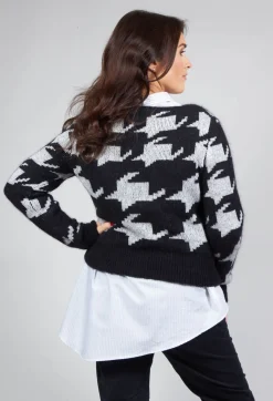 Wide Neck Jumper in Black and White