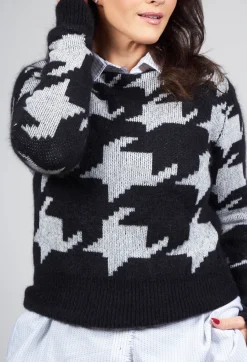 Wide Neck Jumper in Black and White