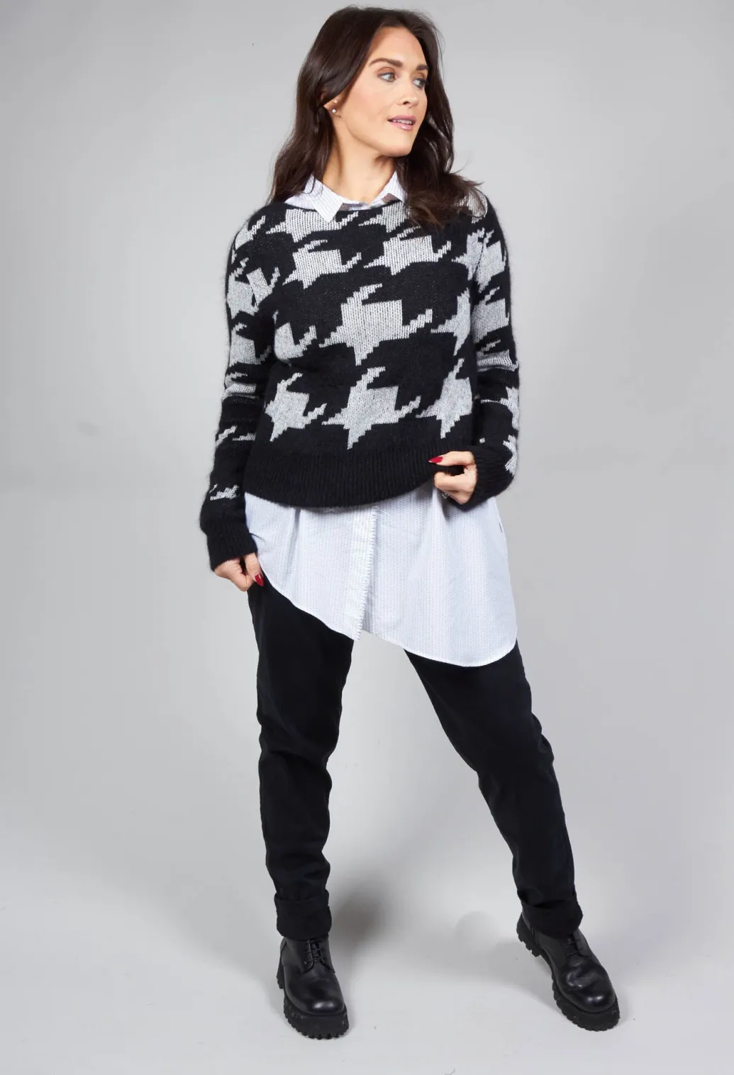 Wide Neck Jumper in Black and White