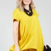 Wide Neck Loose Fit T Shirt in Lemon