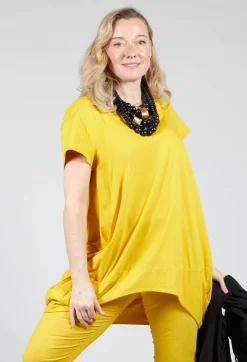 Wide Neck Loose Fit T Shirt in Lemon